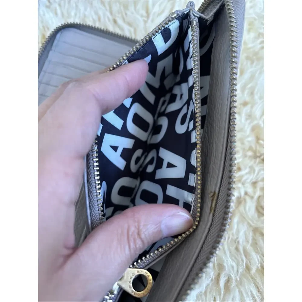 Marc By Marc Jacobs Cement Leather Zip Around Wallet Standard Supply Workwear